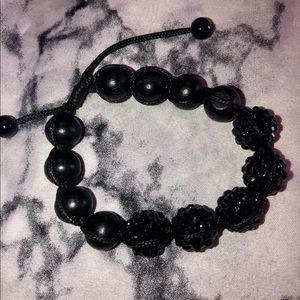 Black rhinestones addjustable bead bracelet